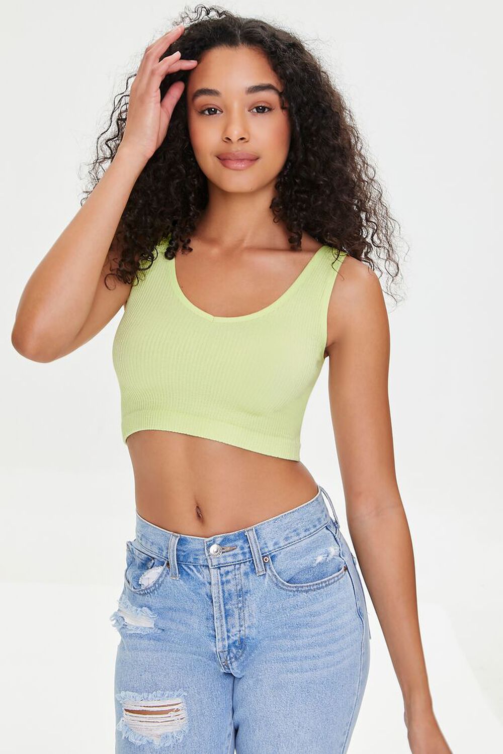 PISTACHIO Seamless Ribbed Knit Bralette, image 1