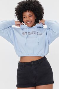 BLUE/WHITE Plus Size Beverly Hills Hoodie, image 1
