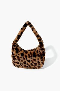 TAN/MULTI Plush Leopard Print Shoulder Bag, image 1