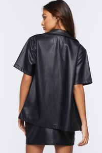 BLACK Faux Leather Shirt & Mini Skirt Set, image 3