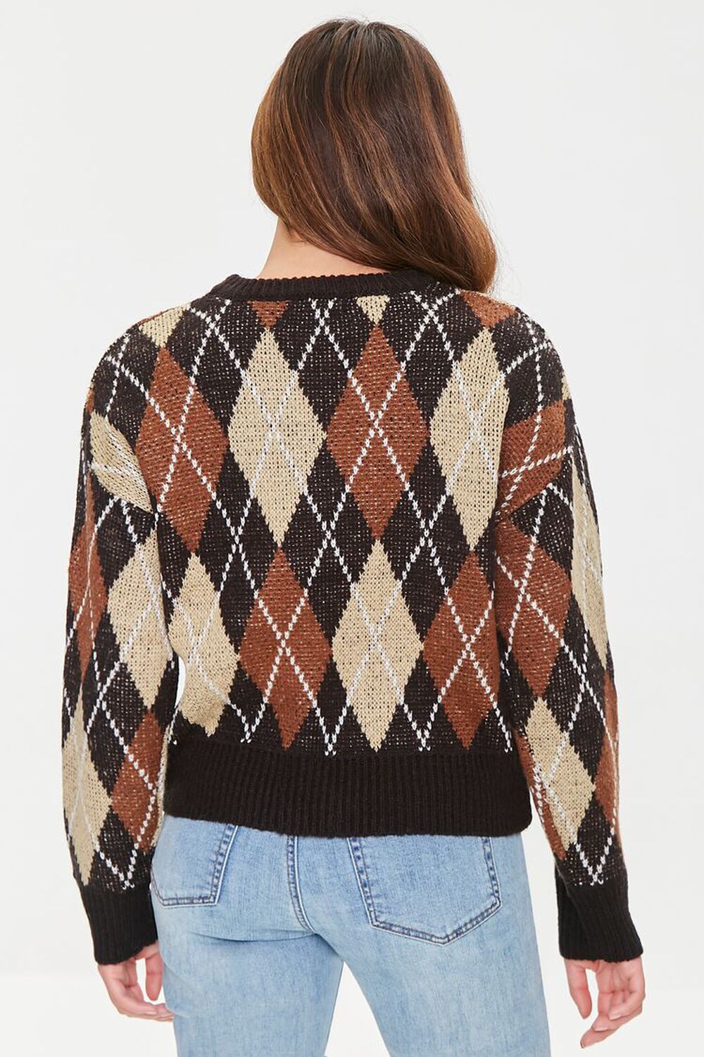 BROWN/MULTI Argyle Drop-Sleeve Sweater, image 3