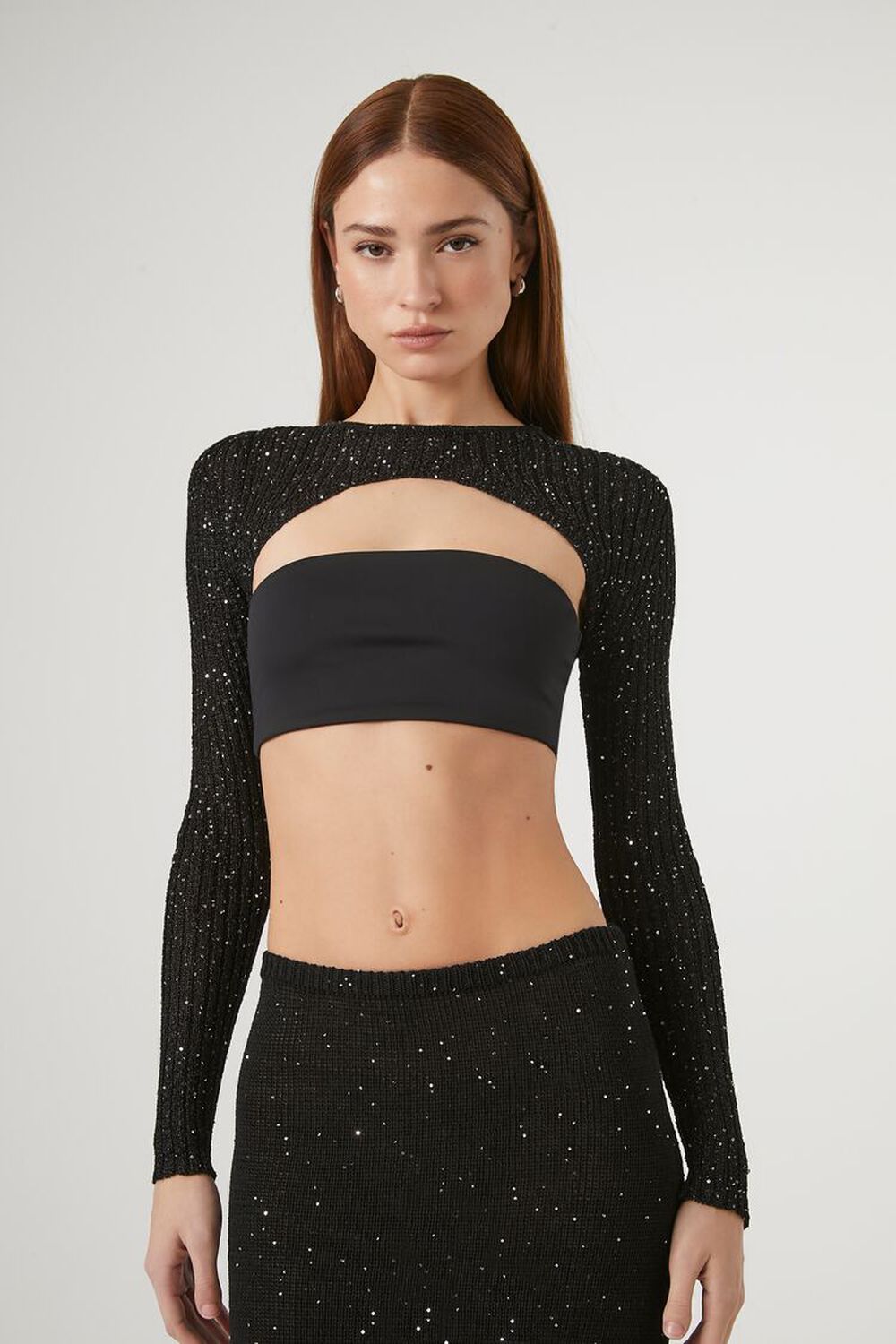 BLACK/MULTI Sequin Shrug Sweater, image 1