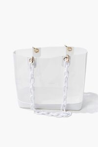 WHITE/CLEAR Transparent Chain-Strap Tote Bag, image 3