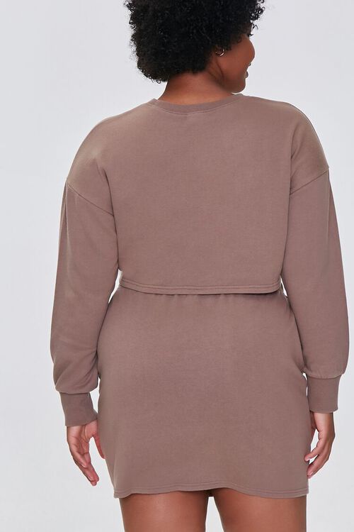BROWN Plus Size Crop Top & Skirt Set, image 3