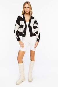 BEIGE/BLACK Abstract Marled Cardigan Sweater, image 4