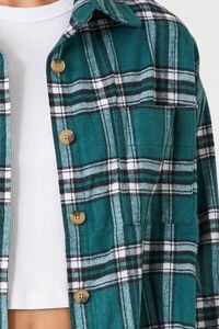 GREEN/MULTI Plaid Flannel Curved-Hem Shirt, image 6