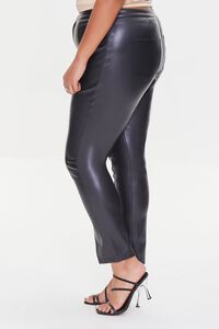BLACK Plus Size Faux Leather Skinny Pants, image 3