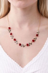 GOLD/RED Rose Pendant Necklace, image 1