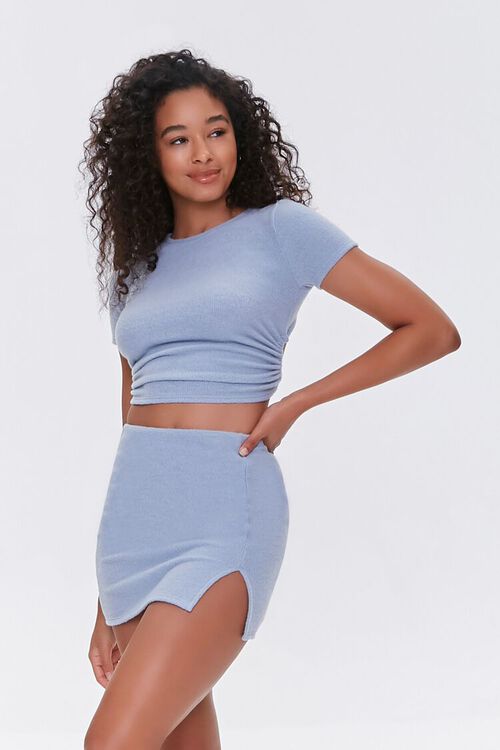 BLUE Cutout Crop Top & Bodycon Skirt Set, image 2