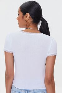 WHITE Lace-Trim Cropped Tee, image 3