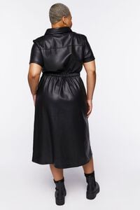 BLACK Plus Size Faux Leather Shirt Dress, image 3