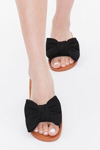 BLACK Faux Suede Bow Sandals, image 4