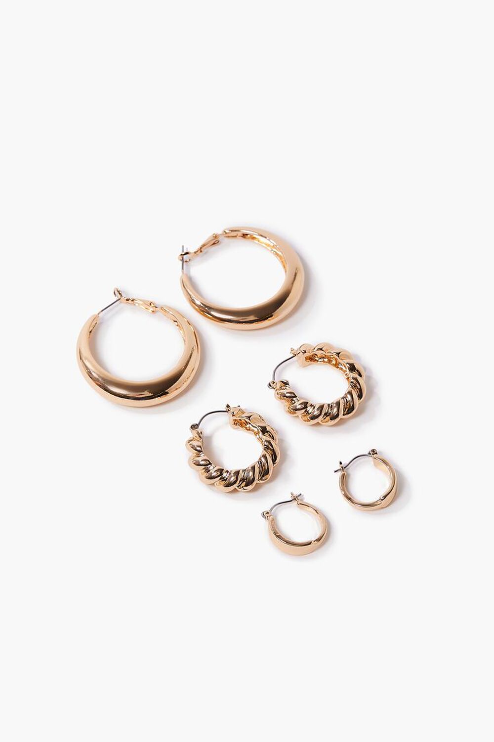 GOLD Twisted & Smooth Hoop Earring Set, image 1