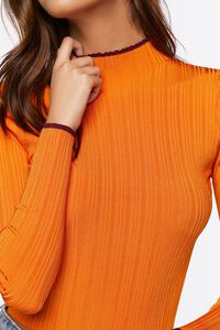 PERSIMMON/PLUM Ribbed Sweater-Knit Mock Neck Top, image 5