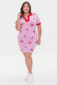 PINK/MULTI Plus Size Cherry Print Sweater Dress, image 4