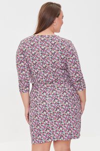 BLACK/MULTI Plus Size Floral Dress & Cardigan Sweater Set, image 3