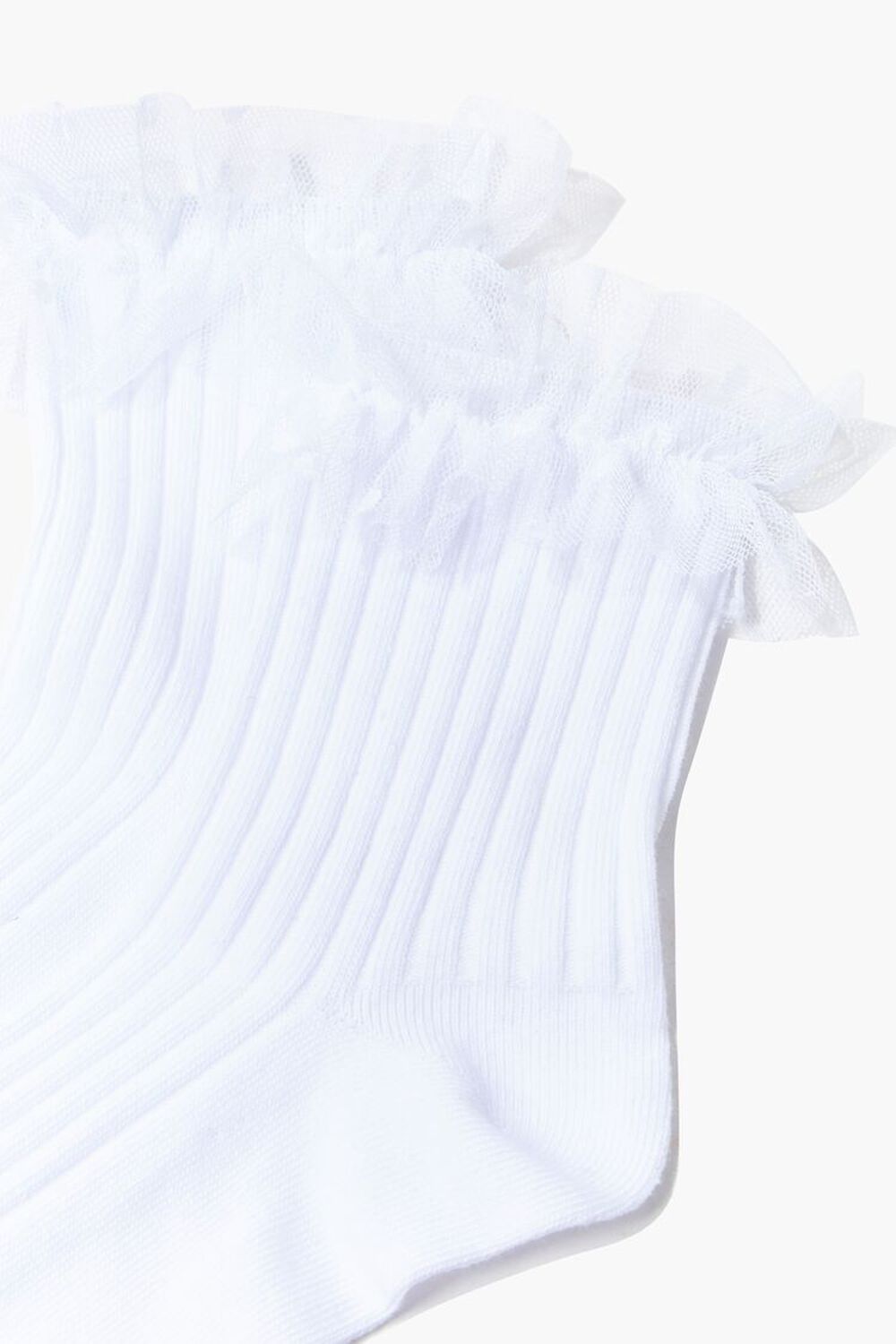 WHITE Polka Dot Lace-Trim Crew Socks, image 3