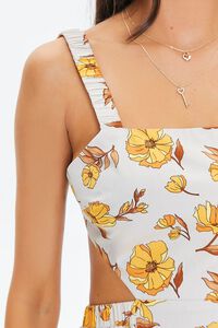 TAN/MULTI Floral Print Cutout Midi Dress, image 5