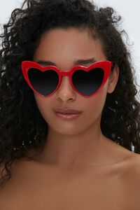 RED/BLACK Heart Frame Sunglasses, image 2