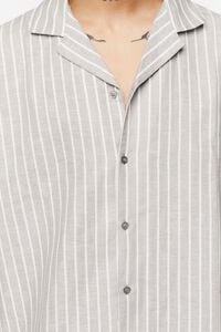 GREY/CREAM Pinstriped Linen-Blend Shirt, image 5