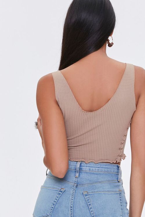 TAUPE Cropped Waffle Knit Tank Top, image 3