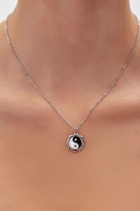 SILVER/BLACK Yin Yang Charm Necklace, image 1