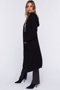 BLACK Hooded Duster Cardigan Sweater, image 2