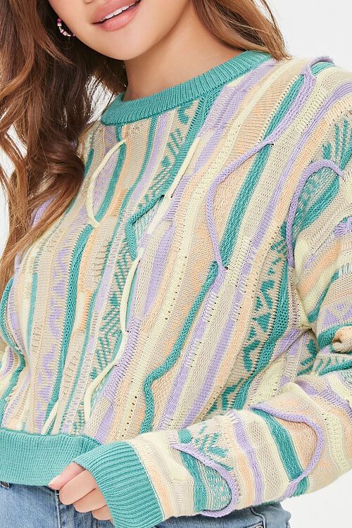 GREEN/MULTI Textured Stripe Geo Sweater, image 5