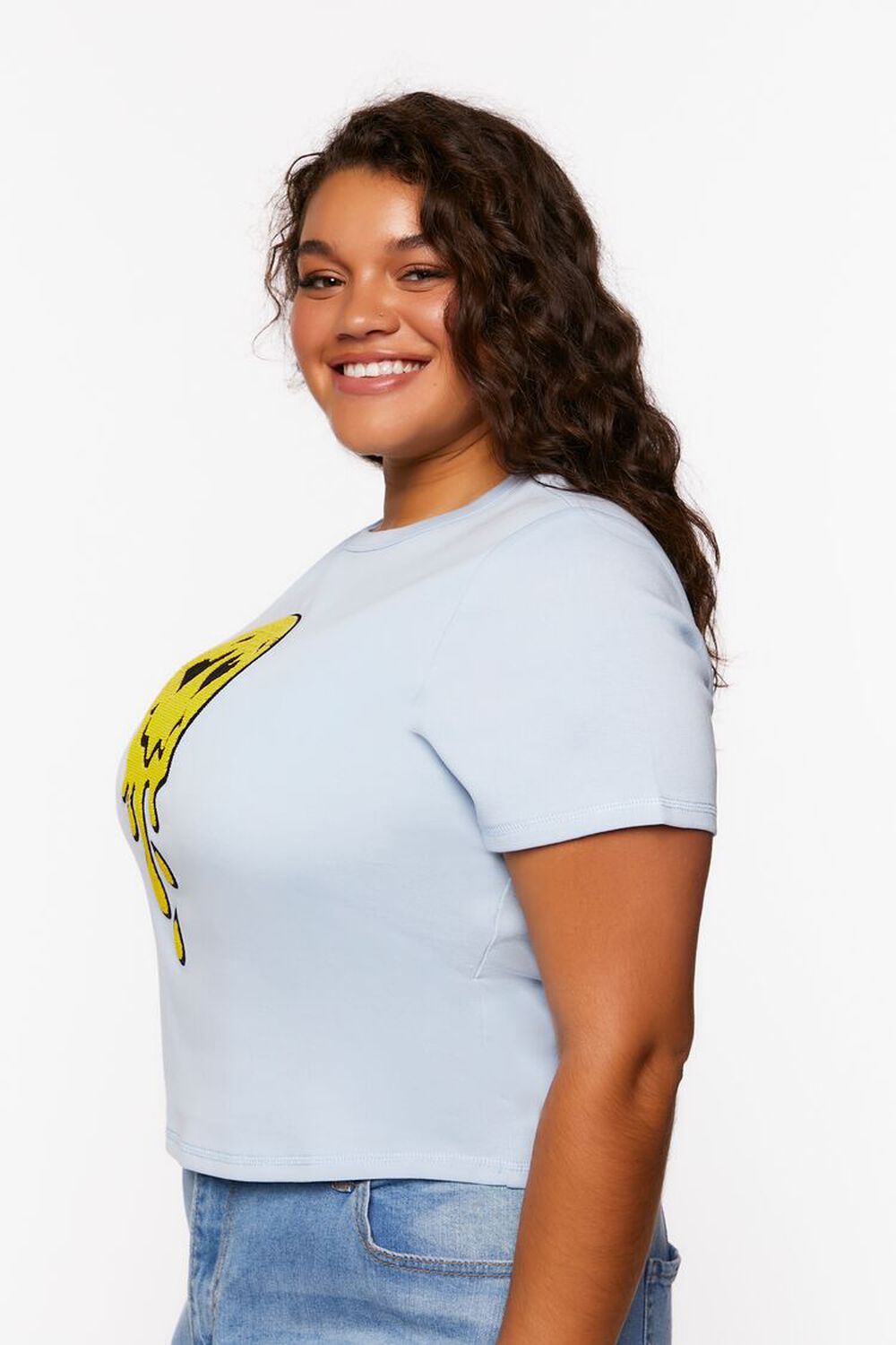 Plus Size Sequin Happy Face Graphic Tee, image 2