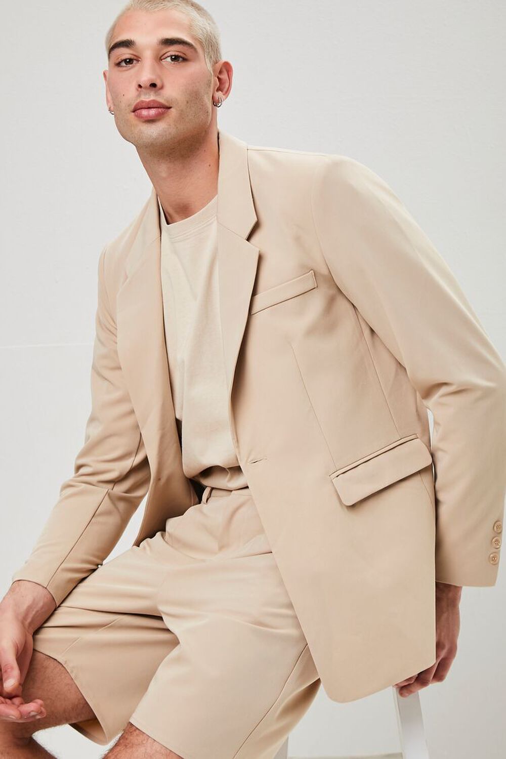 TAUPE Notched Button-Front Blazer, image 1