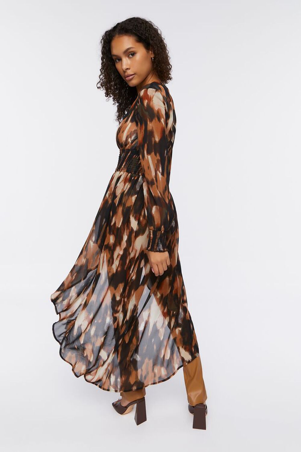 BROWN/MULTI Abstract Print Duster Tunic, image 3