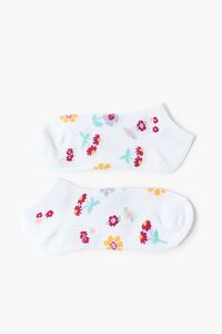 WHITE/MULTI Floral Print Ankle Socks, image 2