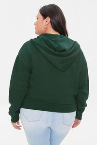 GREEN Plus Size Fleece Zip-Up Hoodie, image 3