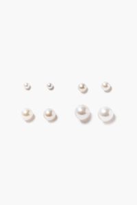 CREAM Faux Pearl Stud Earring Set, image 1