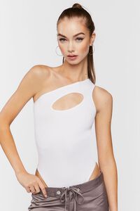 WHITE Seamless One-Shoulder Bodysuit, image 6