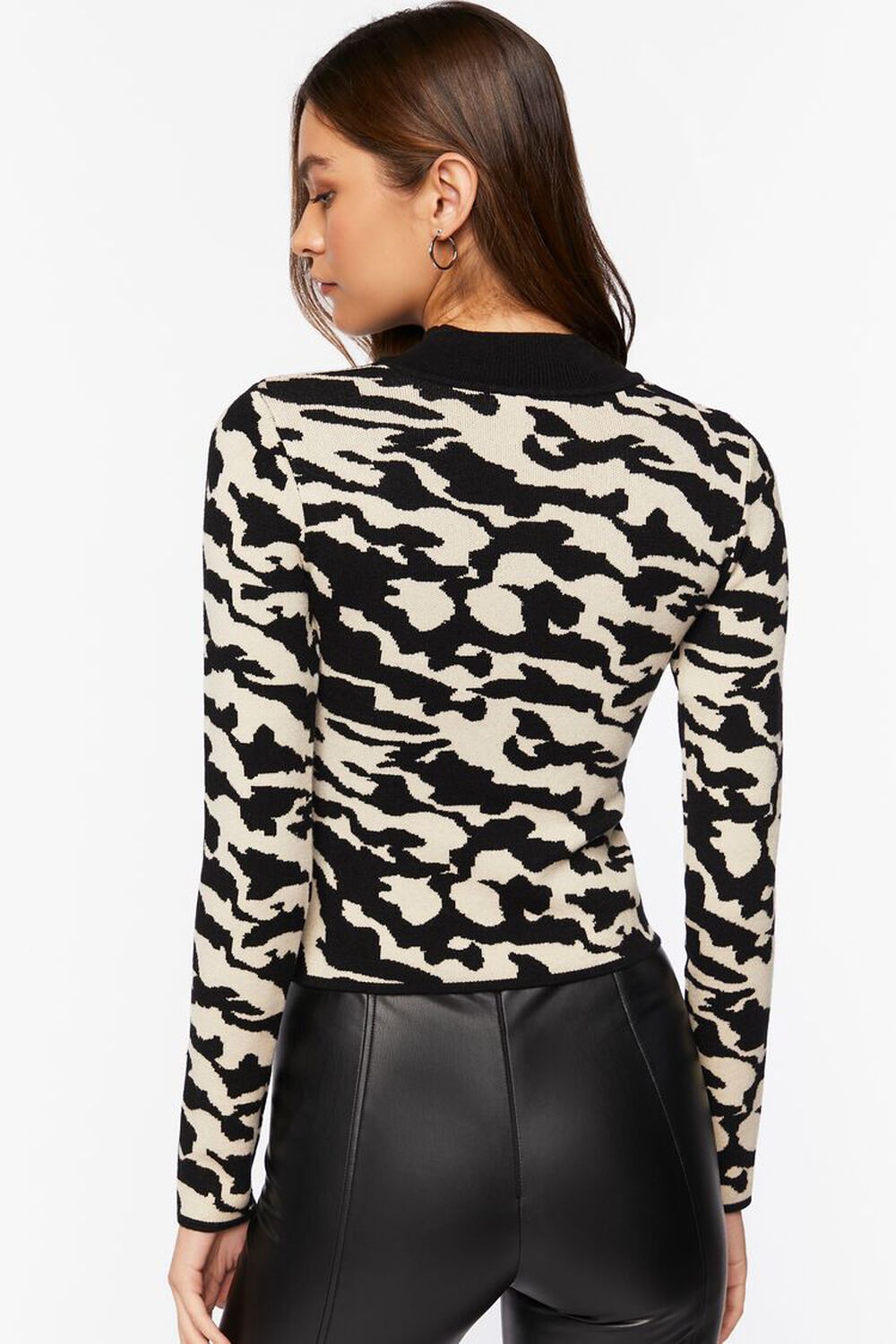 BLACK/CREAM Abstract Cutout Sweater, image 3
