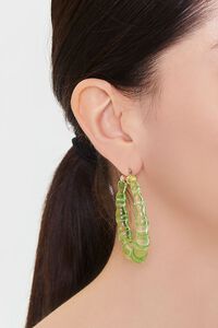 GREEN Transparent Bamboo Hoop Earrings, image 1