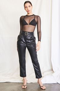 BLACK Sheer Mesh Bodysuit, image 4