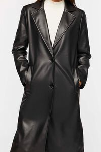BLACK Faux Leather Trench Coat, image 5