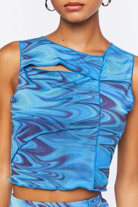 BLUE/MULTI Abstract Print Cutout Crop Top, image 5