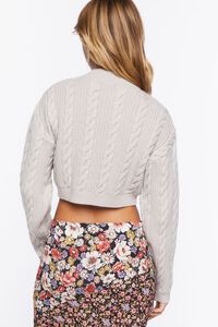 LIGHT GREY Cropped Cable Knit Sweater, image 3
