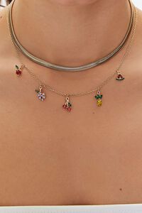 GOLD/MULTI Upcycled Fruit Charm Layered Necklace Set, image 1