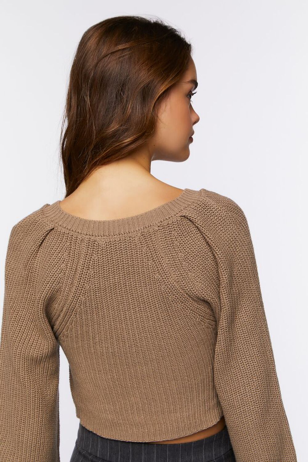TAUPE Rib-Knit Cropped Sweater, image 3