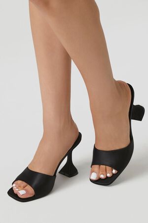 BM Glass Black open toe heels
