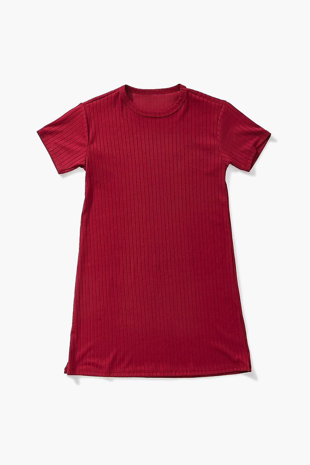 BURGUNDY Girls Ribbed T-Shirt Dress (Kids), image 1