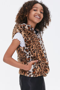 Girls Hooded Leopard Vest (Kids), image 2