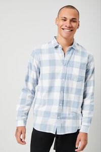 DUSTY BLUE/WHITE Plaid Flannel Shirt, image 5