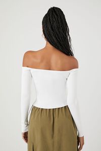 WHITE Sweater-Knit Off-the-Shoulder Top, image 3