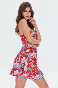 RED/MULTI Tropical Print Lace-Front Mini Dress, image 2