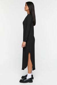 BLACK Long-Sleeve Dolphin-Hem Midi Dress, image 2